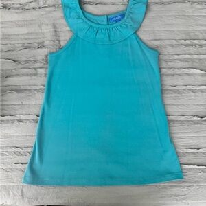 J.Bailey Turquoise Sleeveless Top with Ruffle Neckline